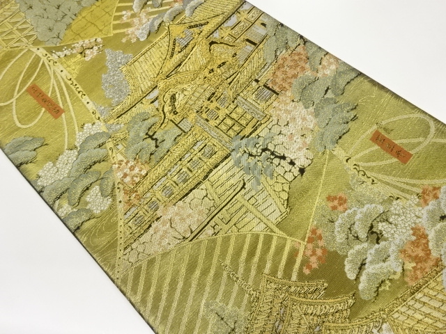 JAPANESE FUKURO OBI / WOVEN SCENERY OF TOSHOGU SHIRINE